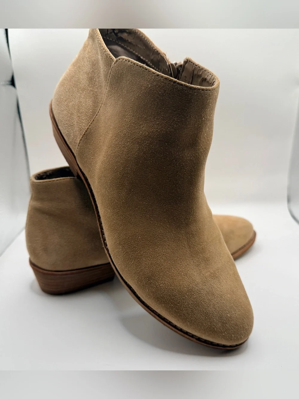 Suede Ankle Booties in Tan